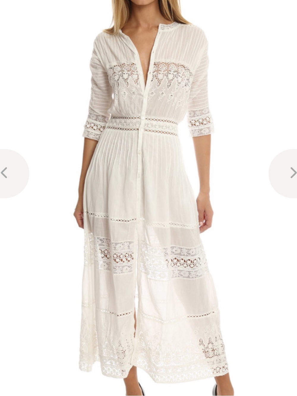 LoveShackFancy Beth White Lace & Eyelet Maxi Dress